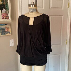 JLO Jennifer Lopez Silky Slinky BATWING Sleeve Y2K Blouse Tunic Shirt *SMALL*
